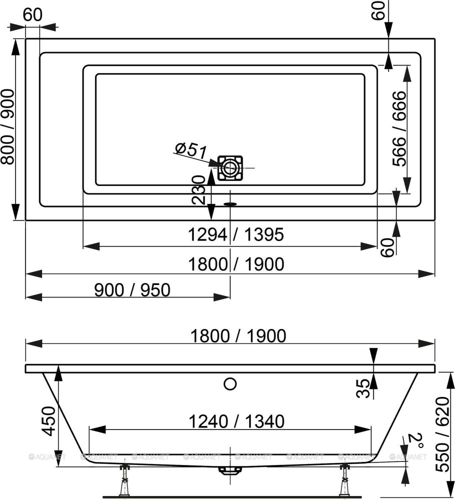 Акриловая ванна Vagnerplast Cavallo 180x80 VPBA180CAV2X-04